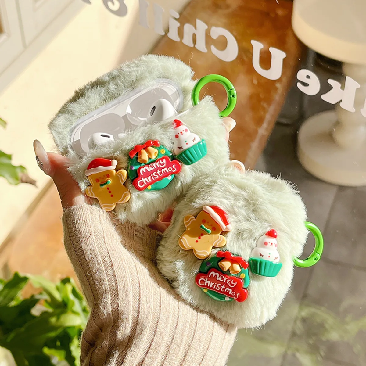 Cute Christmas Gingerbread Man snowman Plush Earphone Case For Airpods 1 2 3 Pro Soft Fur Headset Cover For Airpods pro2