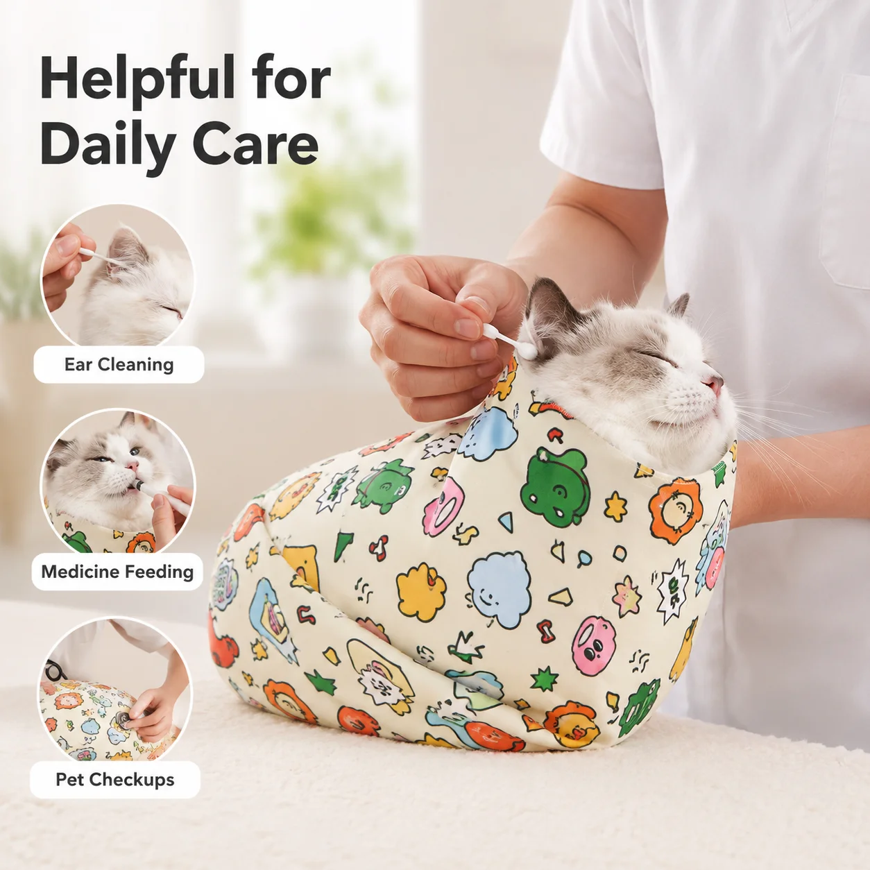 Cat Grooming Restraint Wrap Soft Pet Towel for Nail Trimming Bathing Ear Cleaning Anti Scratch Helper 5 Sizes