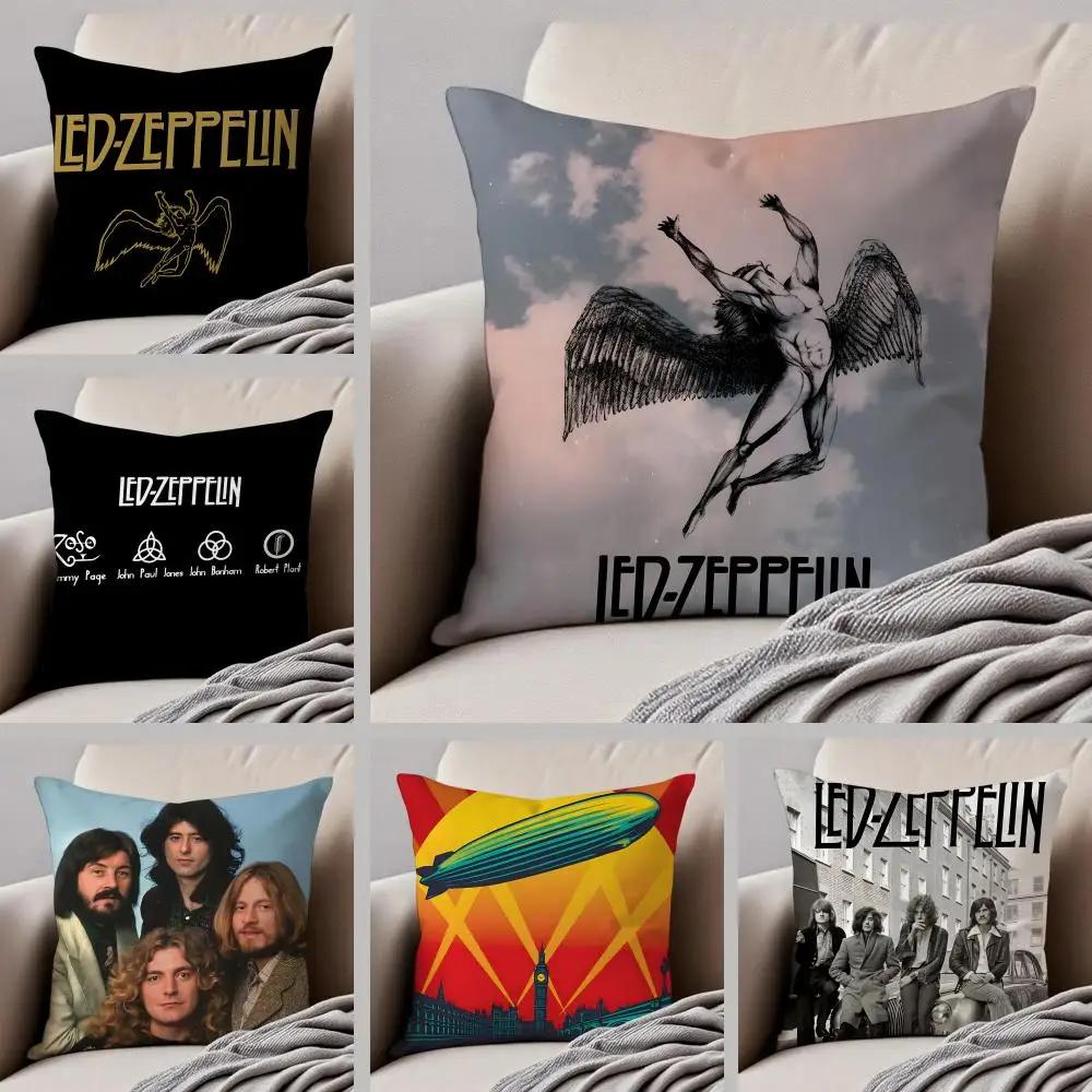 Capa de Almofada Decorativa Rock L-Led ZeppelinS, Capa de Almofada com Botão Oculto, Almofada de Cadeira Durável em Poliéster
