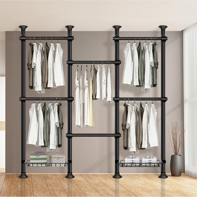 

New Design Home Bedroom Multifunctional Pole System Folding Wardrobe Closet Portable Movable Clothing Closet