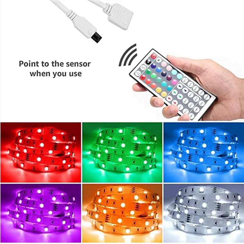 

ABUP-2Set 20M RGB LED Strip Light 3528 1200Leds Flexible LED Light Strip With 44 Key Remote For Bedroom Halloween Christmas
