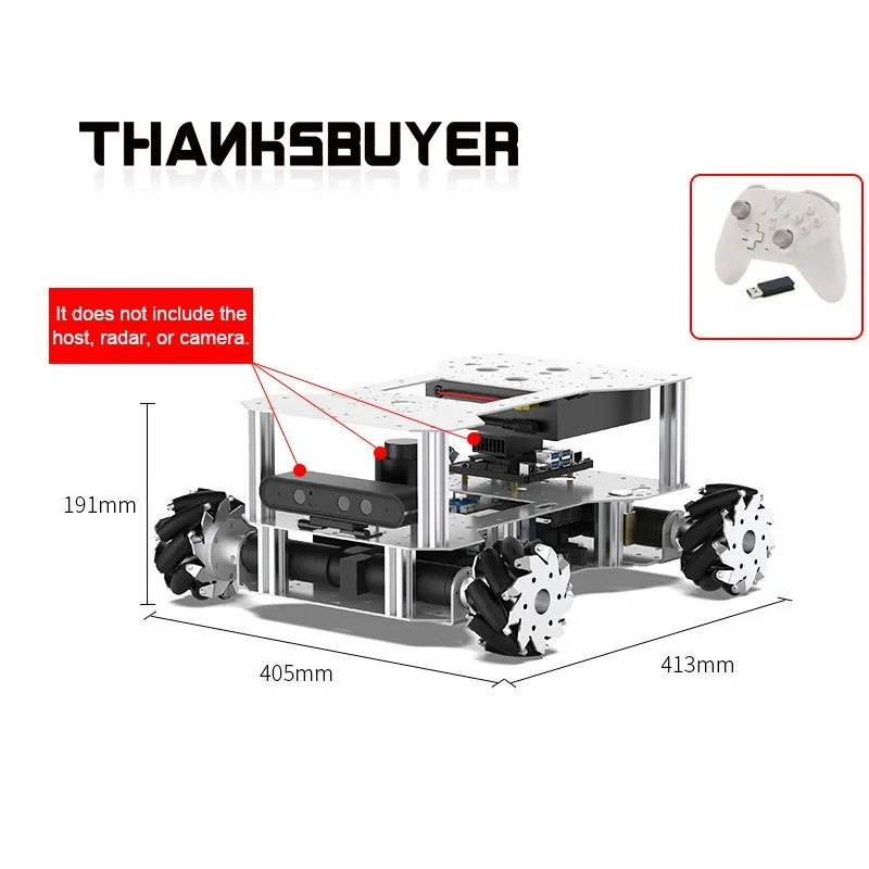 R550 Mecanum Wheel Robot Advanced Pendulum Hanging ROS2 AI Robot Mobile Intelligent Chassis Basic Kit
