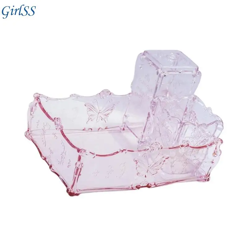

Cotton Pad Holder,Makeup Brush Organizers Containers Plastic Jewelry Box Desktop Art Tool Storage Box for Womens T4MB