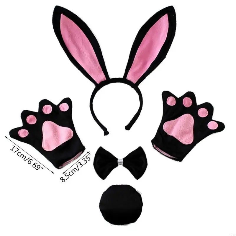 N7YF – Costume lapin pour filles, bandeau patte queue, Costume Cosplay, vêtements fête pour enfants