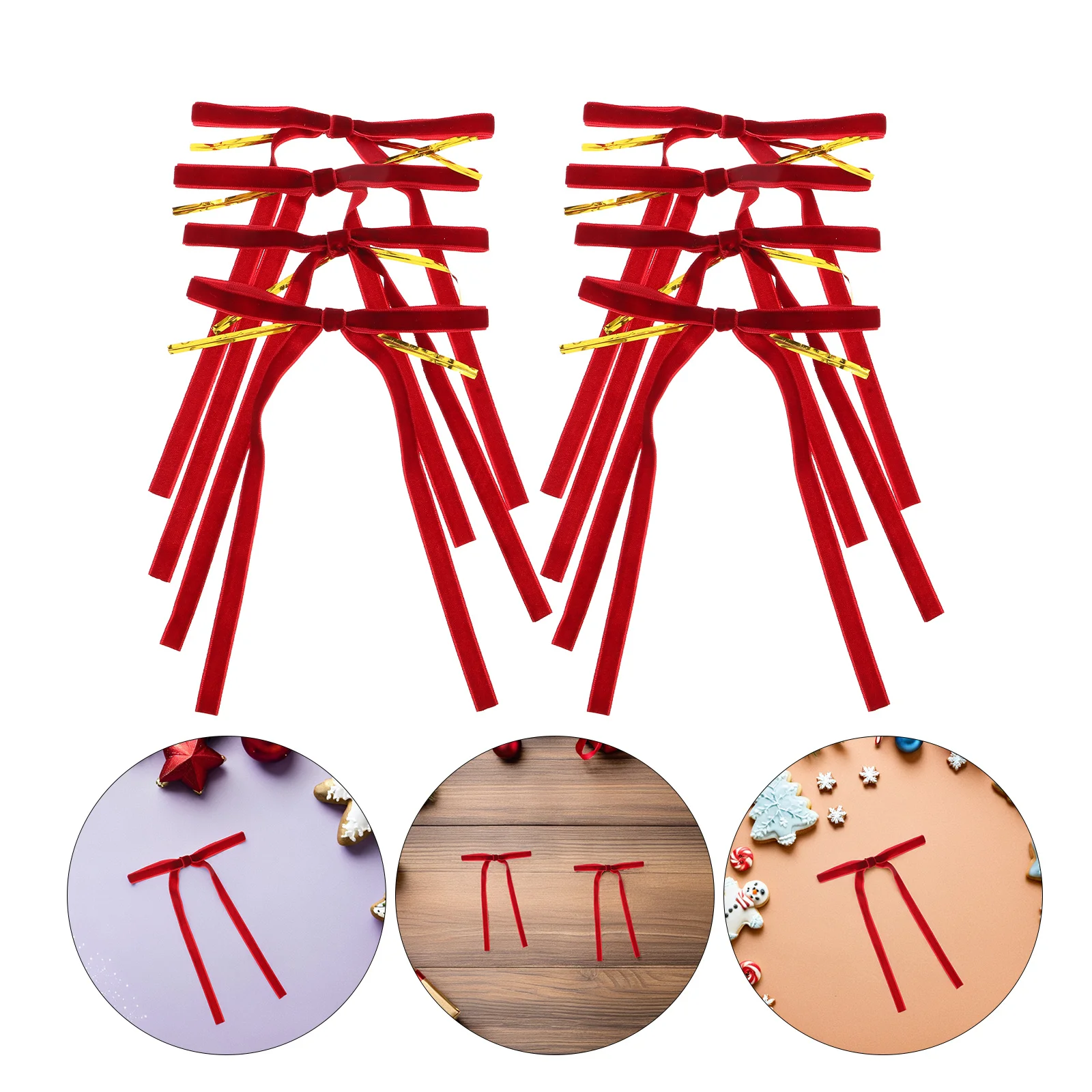 

24Pcs Flocking Ribbon Bowknots Wired Christmas Tree Bows for Garland Wreath Gift Box Rustic Party Decoration Christmas Tree Bow