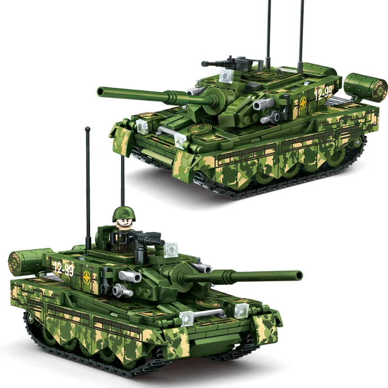 588Pcs Military Series Building Blocks Main Battle Tank Models Army Weapon Vehicles Diy Toys Boys Kids Children Christmas Gifts