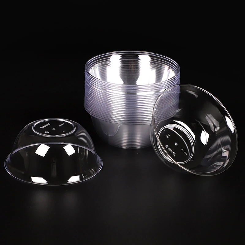 25 قطعة 300 مللي وعاء مستدير من البلاستيك القابل للتصرف المطبخ سلطة وجبات خفيفة نزهة الحاويات خفيفة الوزن صديقة للبيئة اكسسوارات المطبخ