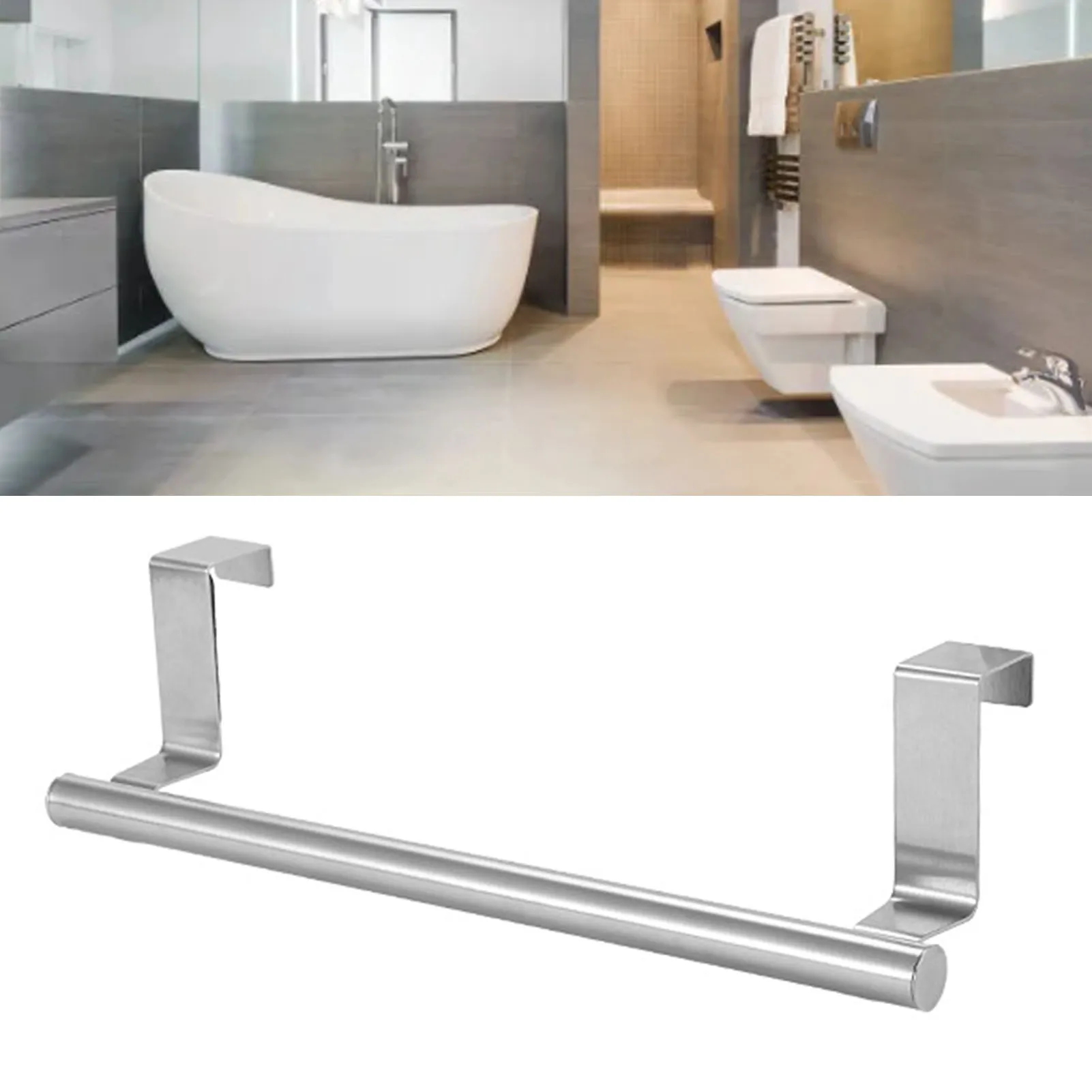 Multi Purpose Stainless Steel Single Bar Towel Rack Hole Free Towel Rack Bathroom Towel Bar
