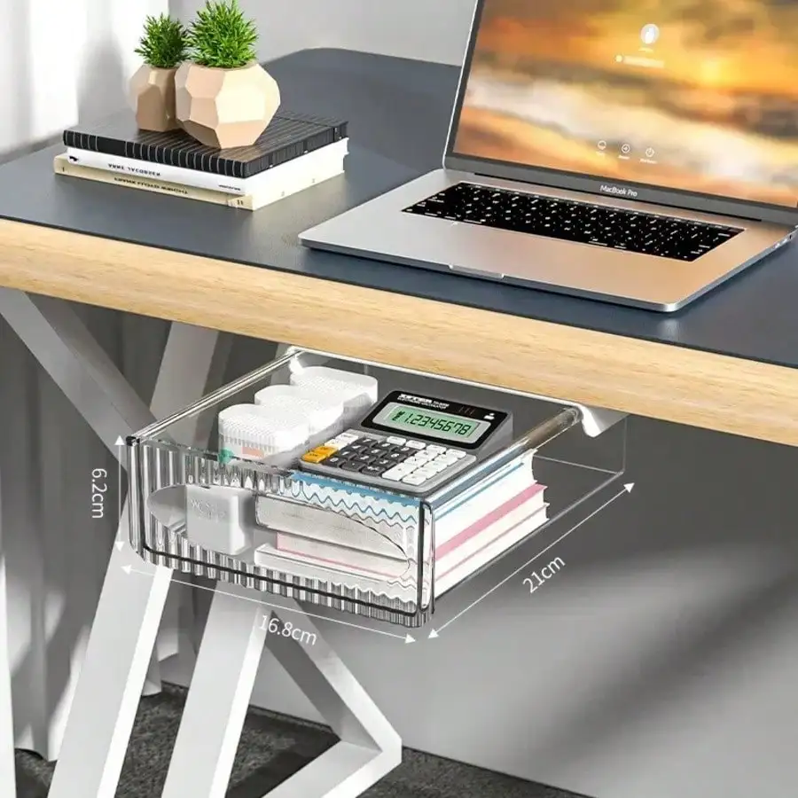 

Invisible Storage Table Shelf Storage Box New Pull Out Storage Box Hanging Under Desk Drawer Large Capacity Undertable Drawer