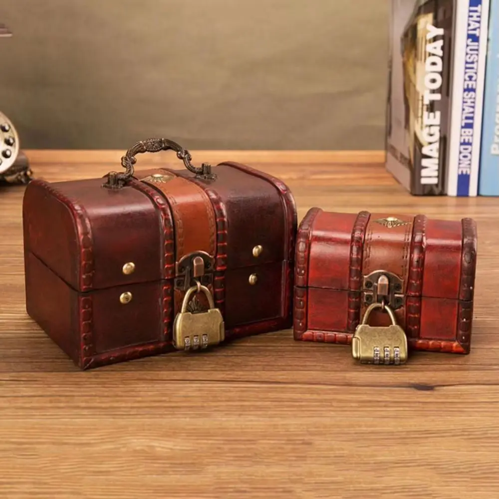 Antique Vintage Treasure Chest Decorative Wooden Jewelry Storage Box Metal Lock Jewelry Box Packaging Box