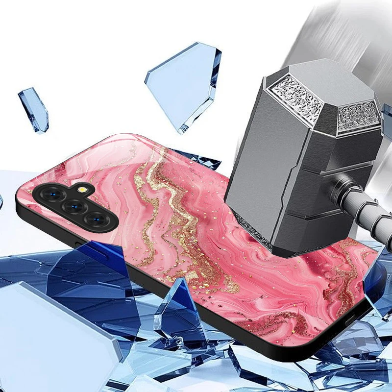 Luxo padrão de mármore caso de telefone vidro temperado para samsung a35 a55 a54 a13 a03 a15 a25 a71 4g 5g duro à prova de choque proteger capas