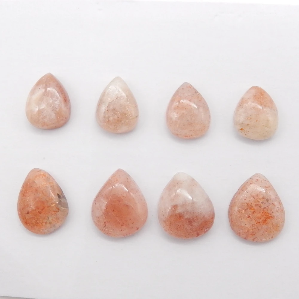 8PCS Of Natural Sun Stone Waterdrop Flatback Cabochons Lot,9x7x4mm/12x10x3mm-4.25g