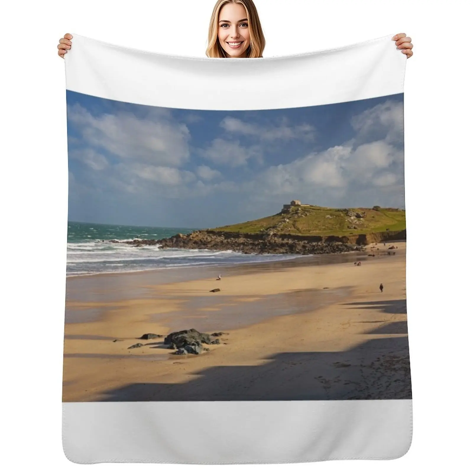 Porthmeor Beach, St Ives, Cornwall Cobertor de flanela macio e quente