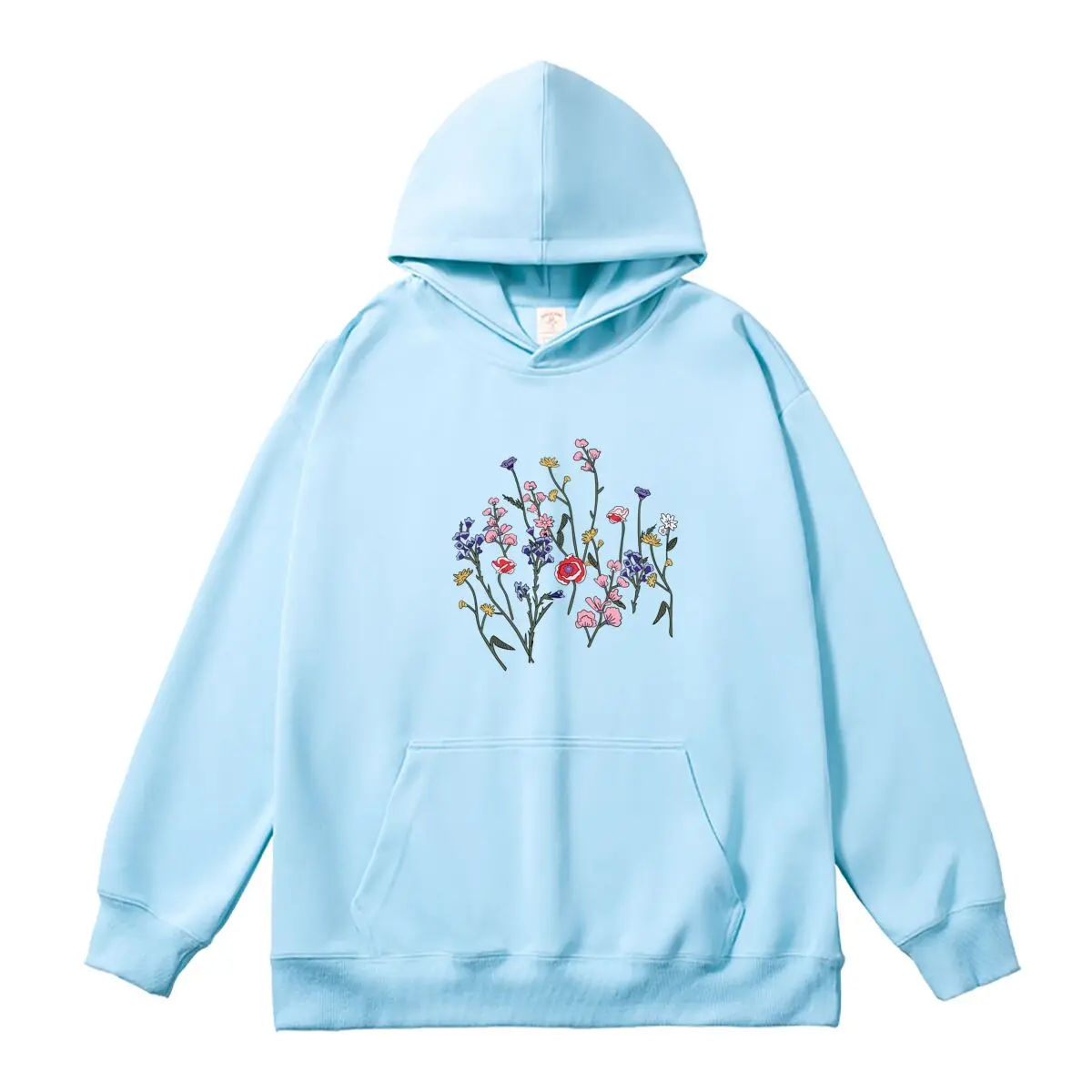 Women's Hoodies Oversized Colorful Flowers Graphic Printed Sweatshirt Female Classic Hooded Pullover Autumn Thick Sportswear