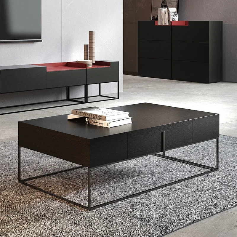 Luxury Center Coffee Tables Makeup Unique Black Low Square Table Designer Cabinets Night Bar Table Basse Living Room Furniture