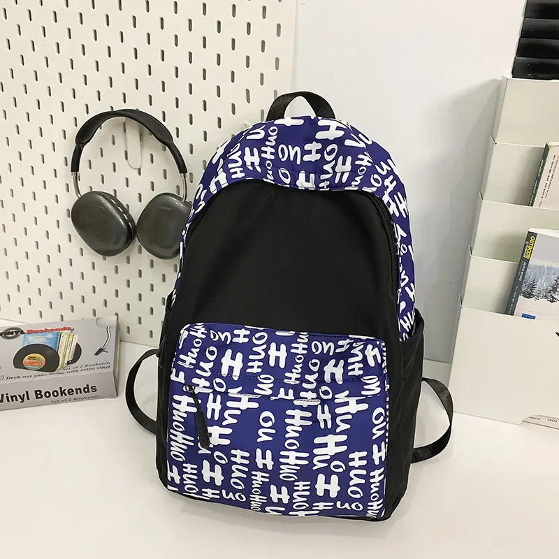 2025 Trendy American Letter Backpack Water-Resistant Laptop Bag for Teens School College Casual Daypack High Capacity Rucksack