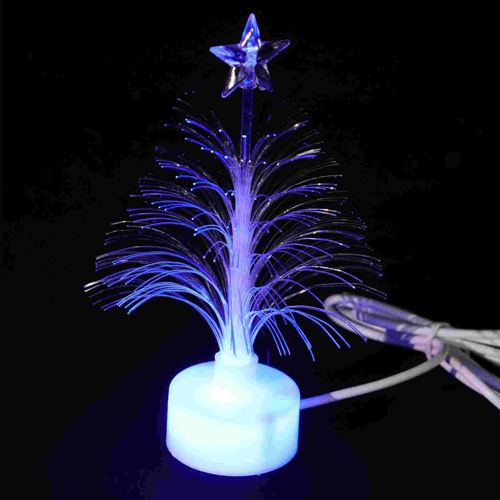 Desktop Decor Artificial Christmas Tree Small Mini Simulation Trees Fiber Optic Lights