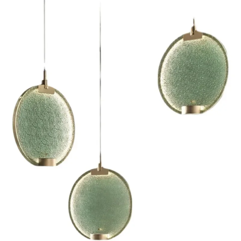 

Brass Pendant Lamp, Simple Round Lights for Loft, Bar, Staircase, Art Deco Glass, Green / Pink / Clear Color