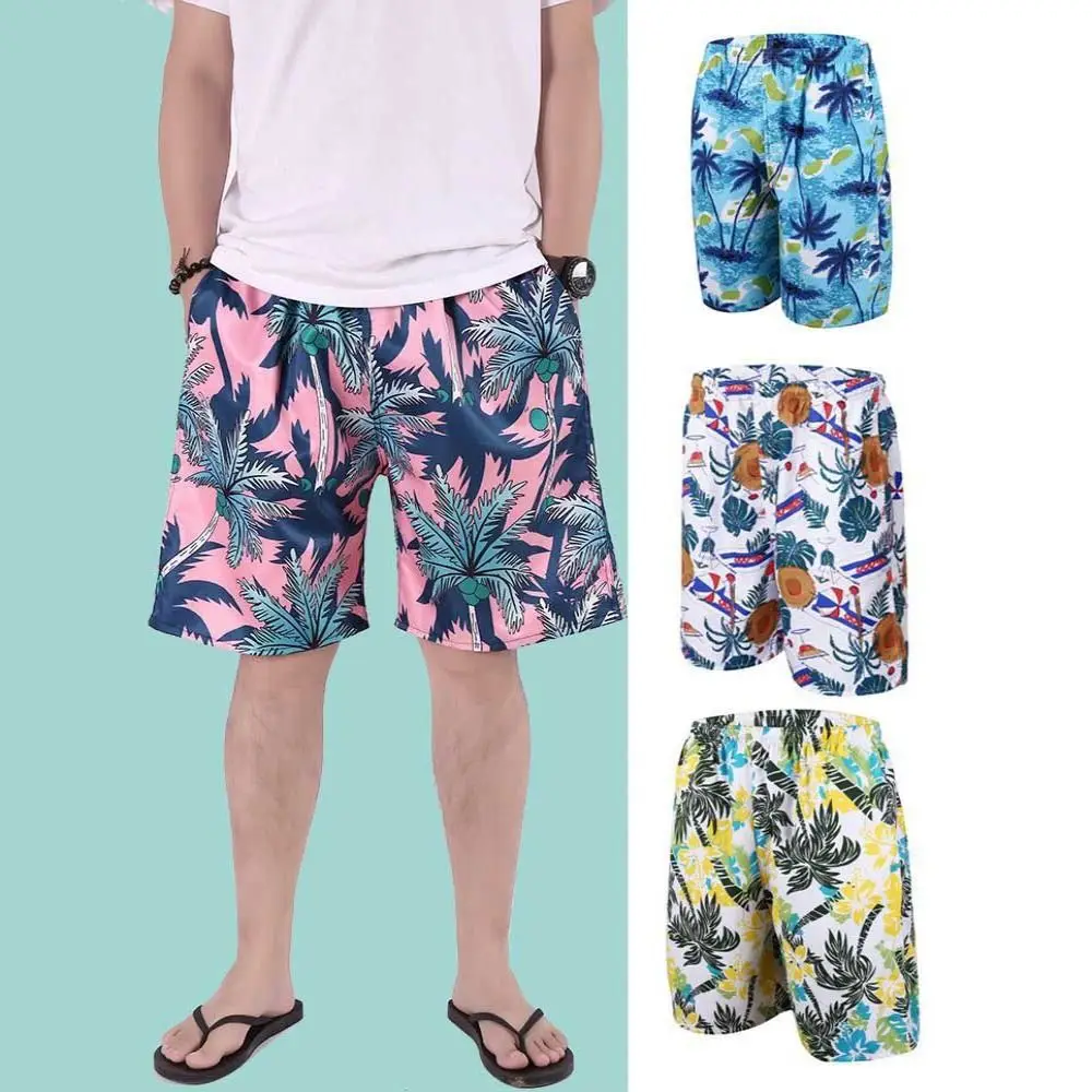 Summer Swimming Shorts Trunks Men Beach Shorts  Print Quick Dry Surf Shorts Drawstring Casual Beach Mens Shorts