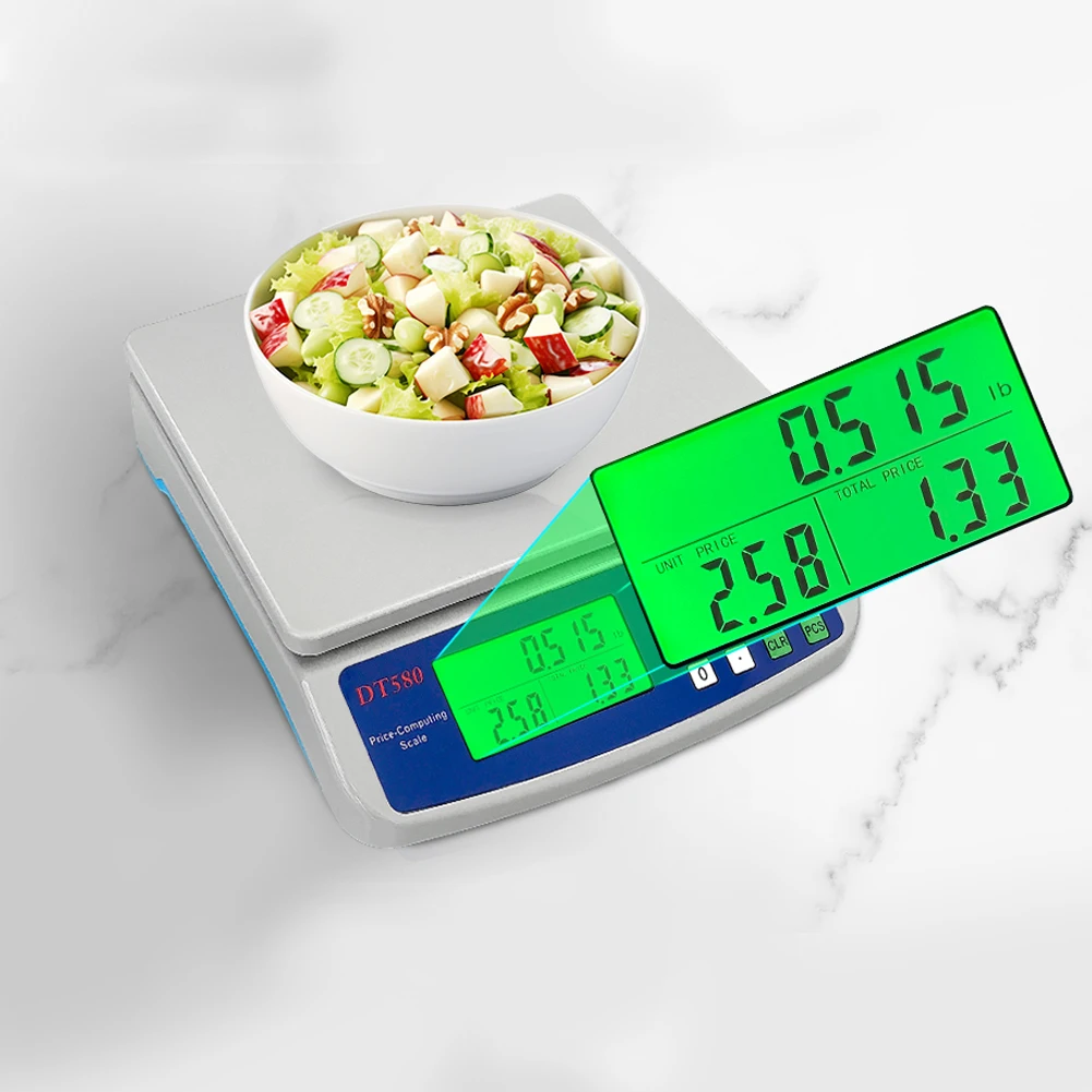 40kg/1g Large Digital Kitchen Scale with Tare Function Price Computing Scale Stainless Steel Counting Scale for Meat Vegetables
