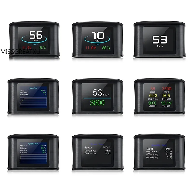 Car Head Up Display P10 2.2 Inch LCD HUD Monitor Real-time Vehicle Speed Voltage Time Detector For Car Modification