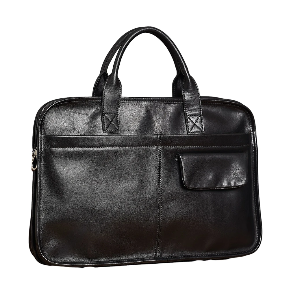 Maletín informal de cuero genuino para hombre, bolso de mano de moda, bolso cruzado de gran capacidad para ordenador portátil de 15,6 pulgadas