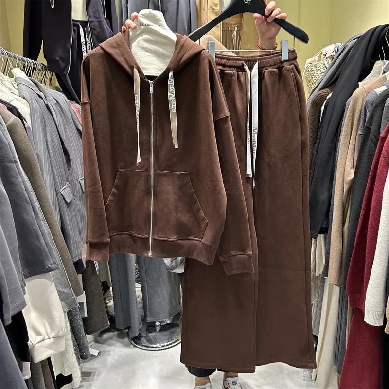 

SuperAen женские весенние 202, хлопковые винтажные однотонные свободные брюки с капюшоном, повседневные брюки с высокой талией, комплекты из двух предметов