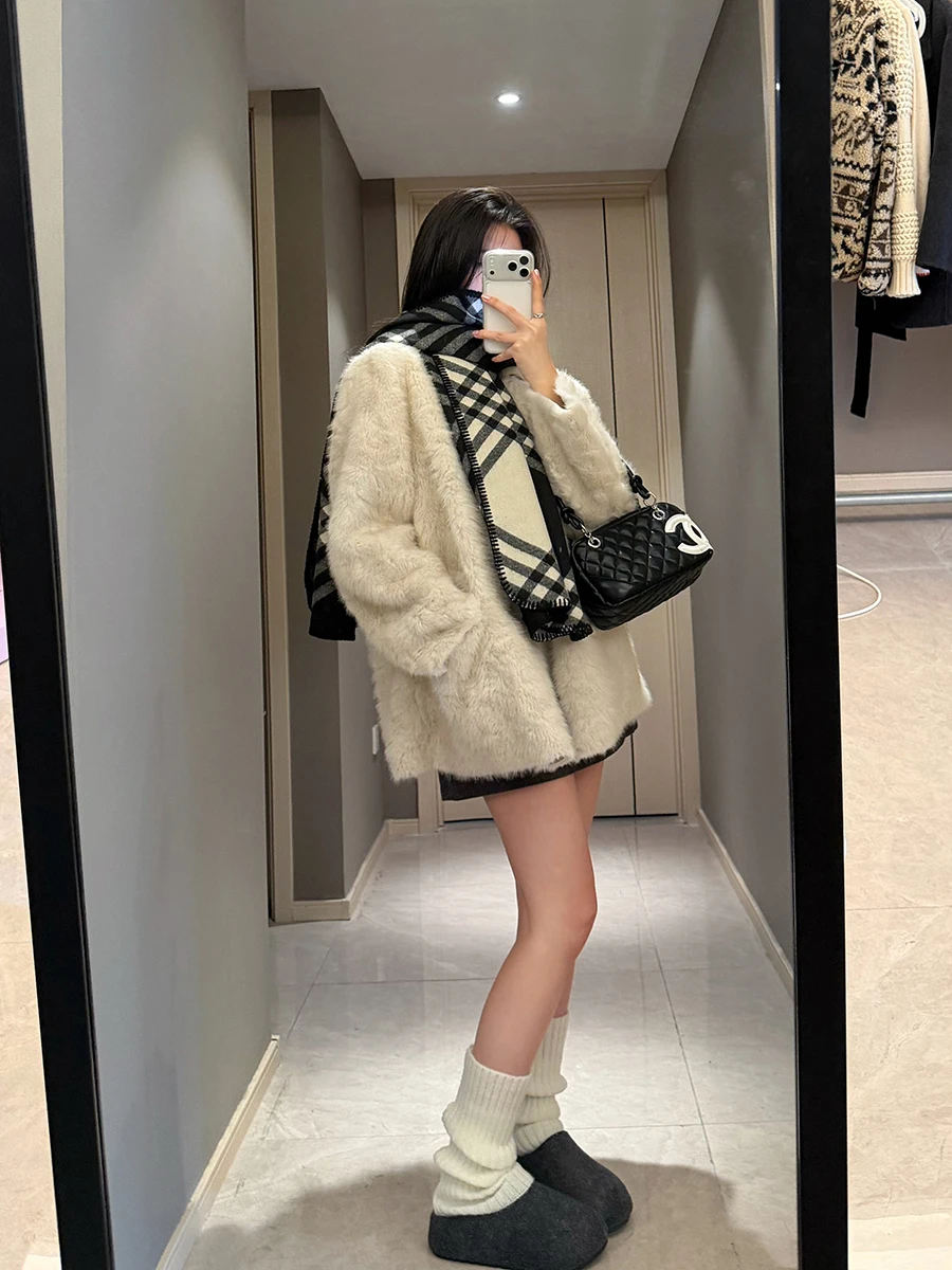 

Зимнее пальто Lyhooc Korean Sle Thiened Fluffy Fur Jaet средней длины, утепленное, из хлопка, маленького размера, женская верхняя одежда