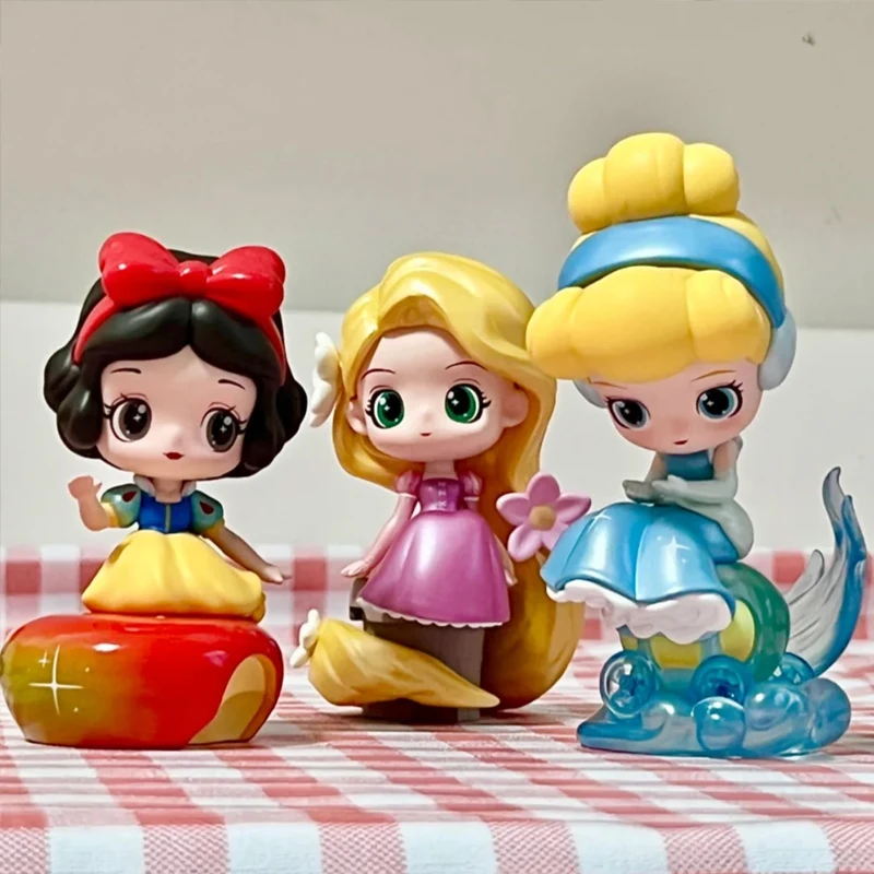 Disney Princess Fairy Town Series Blind Box, Bonito Branca de Neve, Petúnia Ariel, Mystery Box, Tabletop Decor, Mini Princesa Boneca, Kid Gift