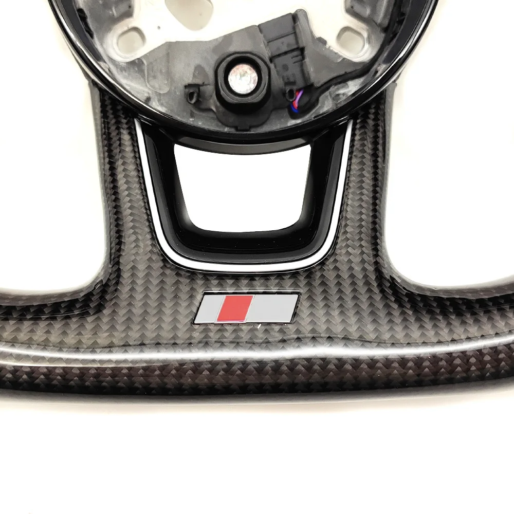 Suitable for Audi A4B9 semi-punched carbon fiber with red correcting mark large paddle steering wheel (without airbag)