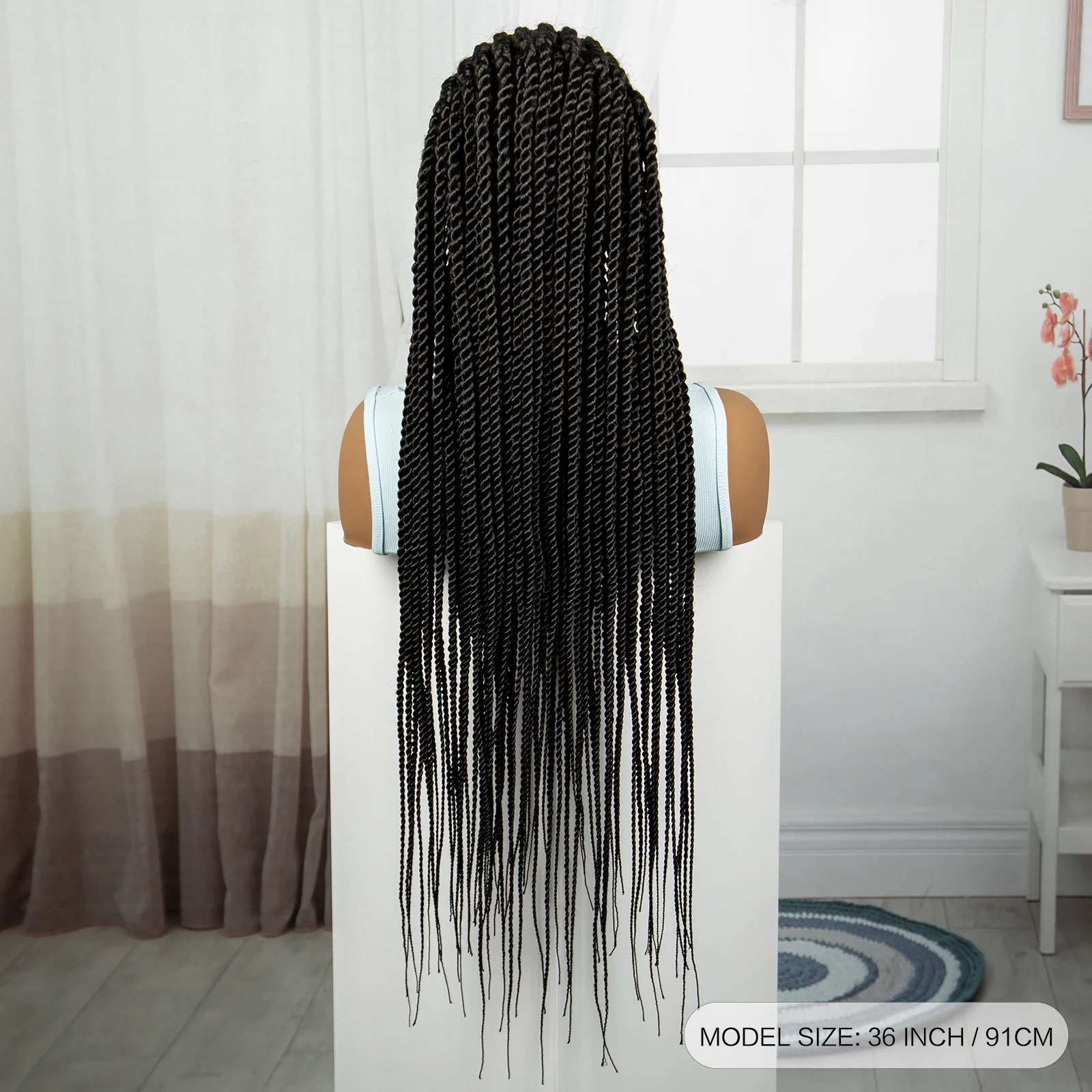 Natural Synthetic Cornrow Braids Wigs Transparent Full Lace Braided Wigs 36 Inch Lace Front Wigs for Black Women with Baby Hair