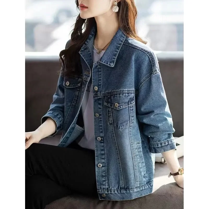 

Women's Baseball Jacket Short Coat Korean Loose Solid Round Neck Versatile Spring Autumn Coat Women Clothing