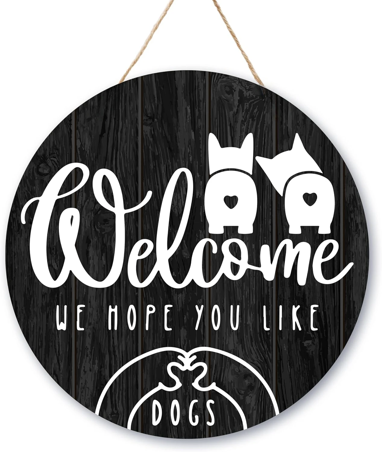

Welcome Sign for Front Door Rustic Puppy Wooden Door Sign Decor Welcome We Hope You Like Welcome Sign for Spring Gift 12in