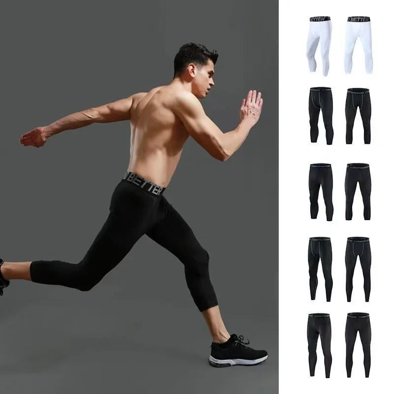 

Men's compression sports pants fast drying fitness sports pants running tight pants training tight pants black red gray line