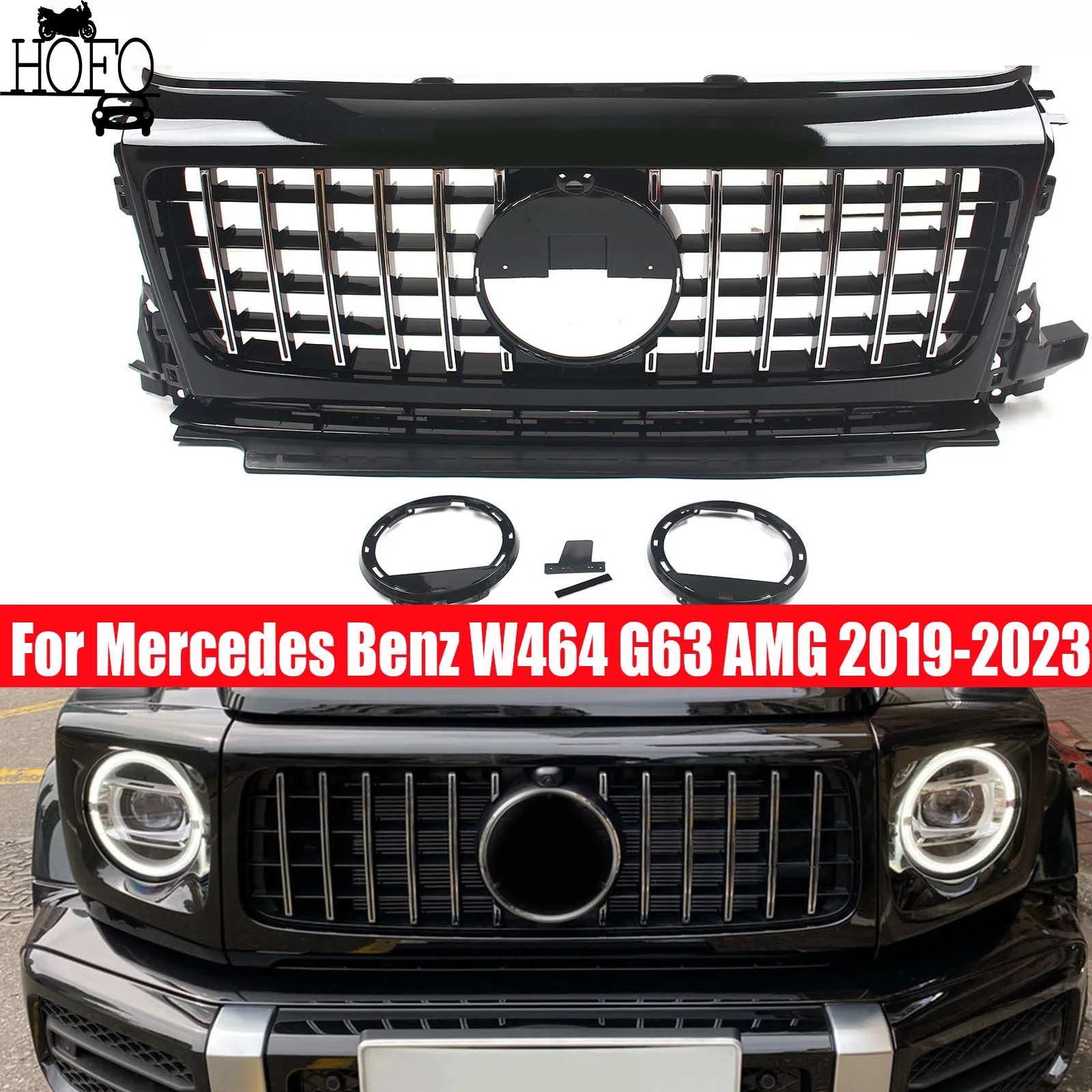 

Grille ABS Material GTR Style Front Bumper Grill Mesh Hood For Mercedes Benz W464 G63 AMG 2019-2023 2020 2021 2022