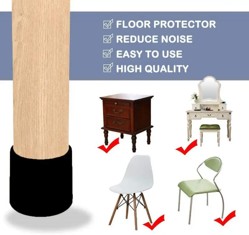 Couvre-pieds de chaise carrés en Silicone, 16 à 4 pièces, couvre-pieds de Table antidérapants, anti-poussière, chaussettes, coussinets de protection de sol, pieds de nivellement de meubles