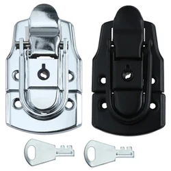 1Pc 76*45mm Air Box Luggage Toggle Latch Hasp Lock with Key Metal Buckle for Tool Box Case Suitcase Tool Hardware Sliver/Black