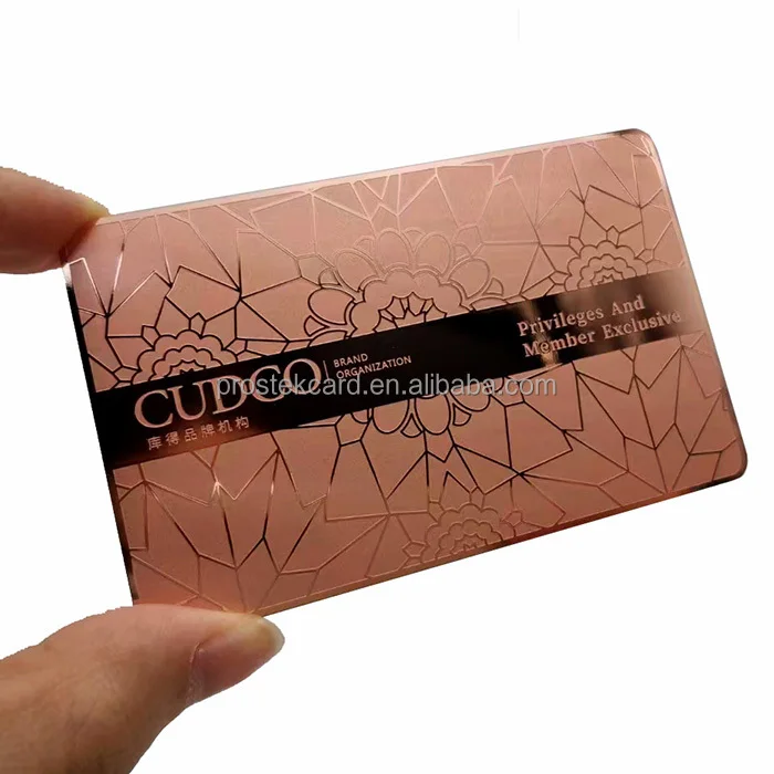 Customized query High End Customized Etch Golden Silver Mirror Metallic Card for Business