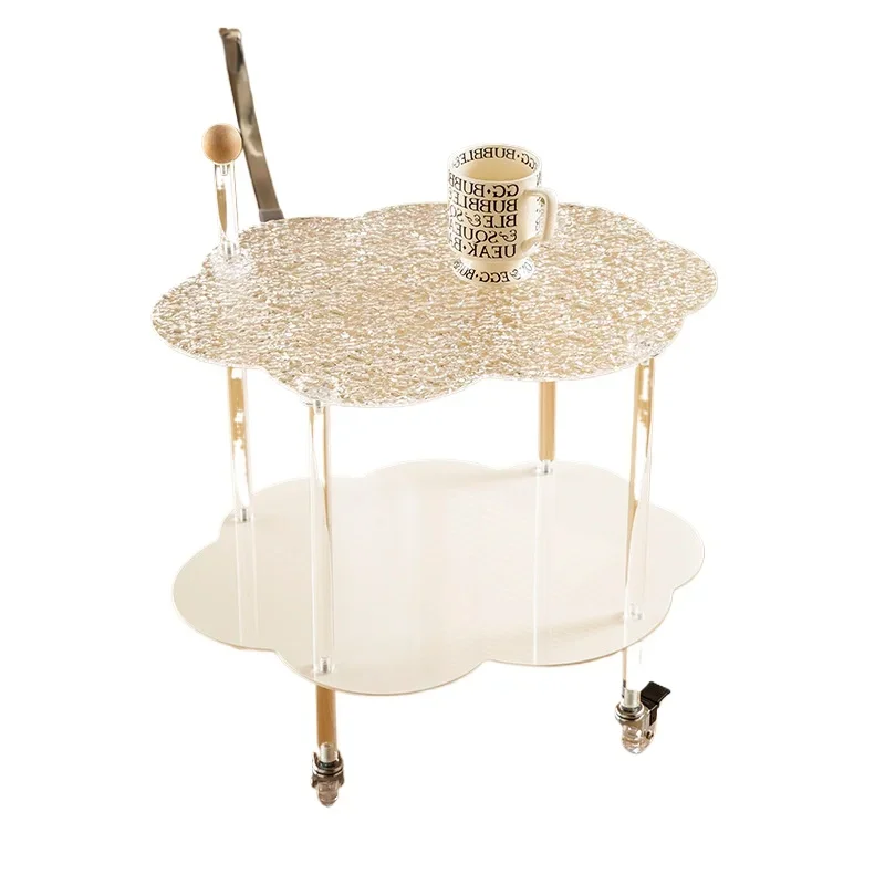 

Internet celebrity cloud coffee table rack trolley dining car movable living room sofa acrylic edge corner table