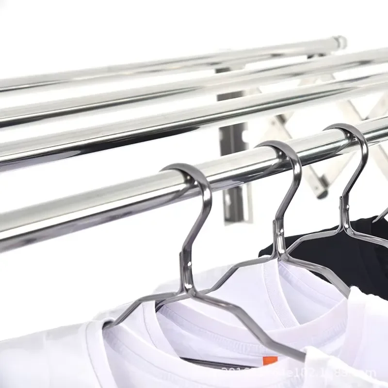 Customizable 4-Pole Telescopic Wall Hanging Stainless Steel Clothes Drying Rack Indoor for Kitchen Bathroom Living Room 5