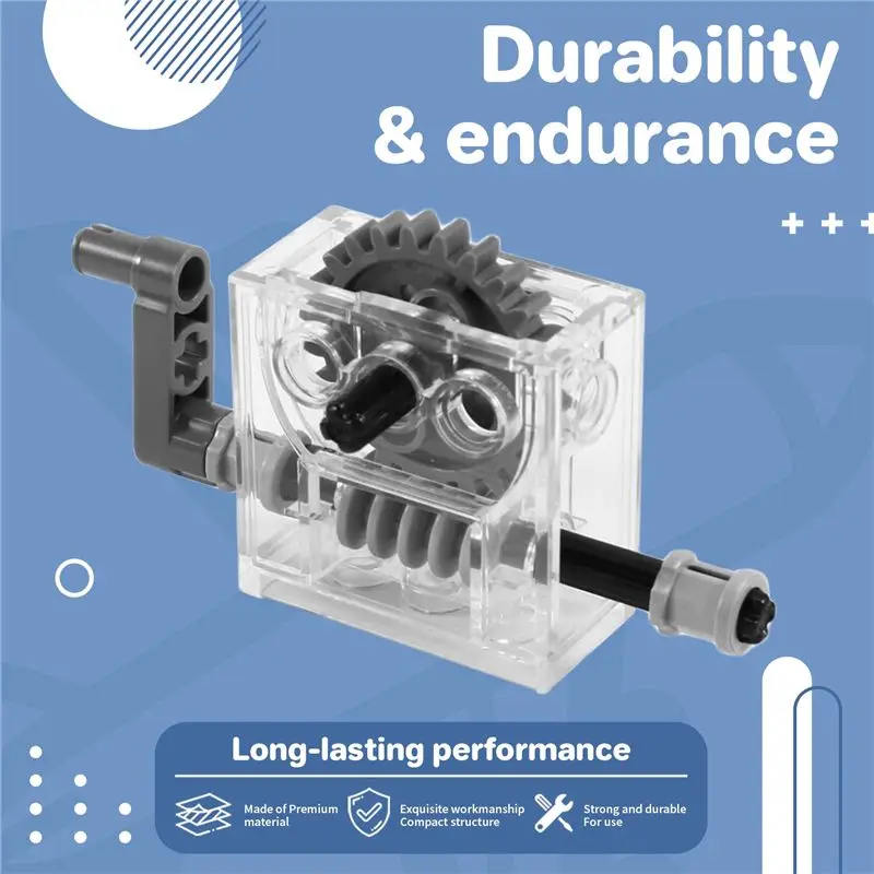 A42T-Compatible avec Lego Technic, réducteur de moteur à engrenages à vis sans fin, Kits d'assemblage de boîte de vitesses trans-transparente, 6 jeux Technic Trans-Clear