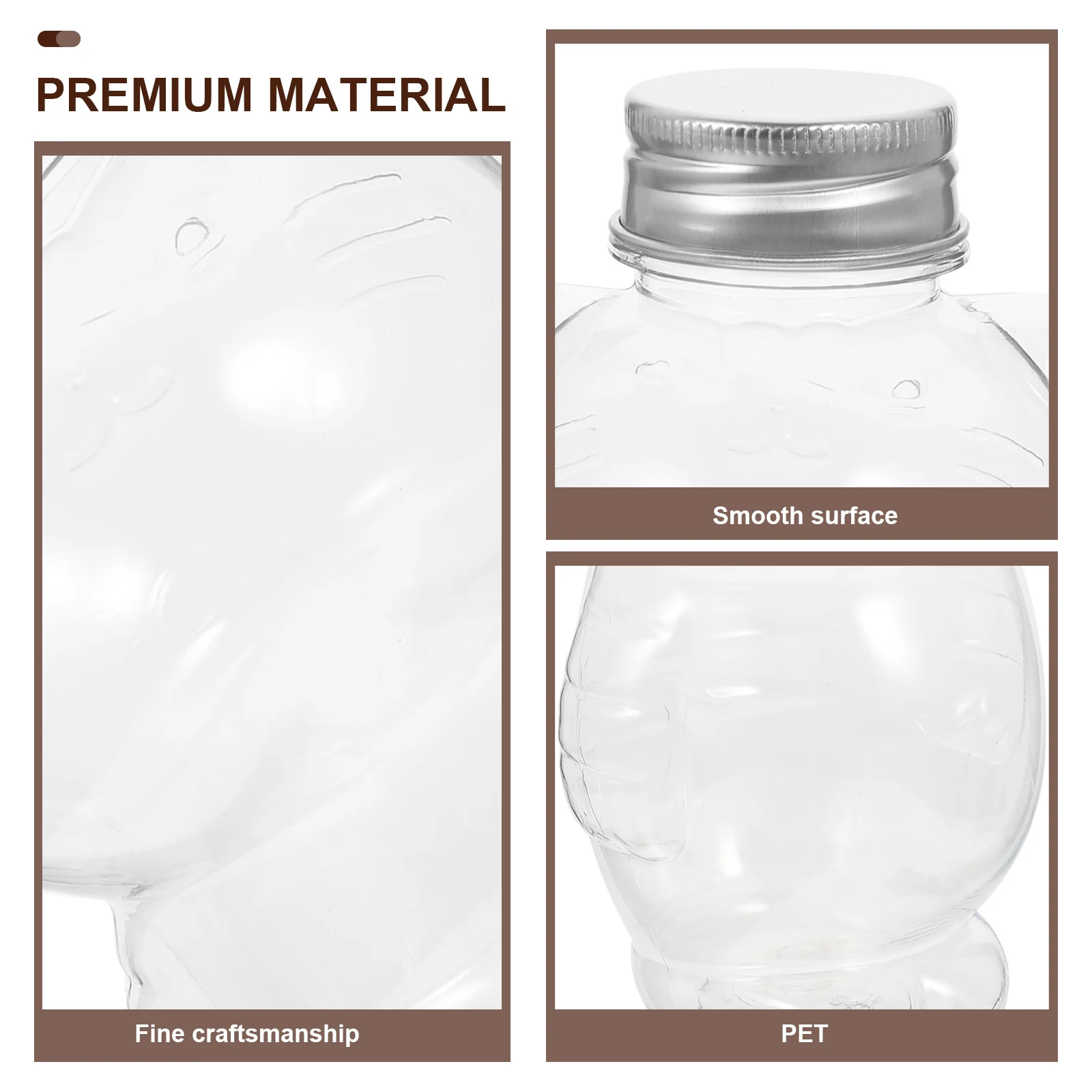 

10pcs Cat Style Empty Juice Bottles Clear Plastic Beverage Containers Leak-Proof Portable Milk Storage Sealing Caps Premium