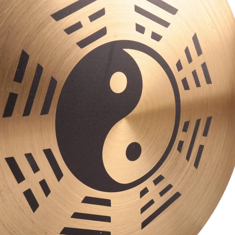 Gong na biurko - mosiężny gong Feng Shui Ozdoba na biurko ze stojakiem i młotkiem, delikatny chiński wystrój domu Trwałe ośmiu diagramów