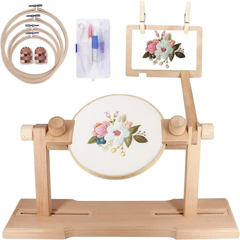 HOT SALE Adjustable Embroidery Hoop Frame, Embroidery Kit Wooden Embroidery Hoop Frame For Beginners