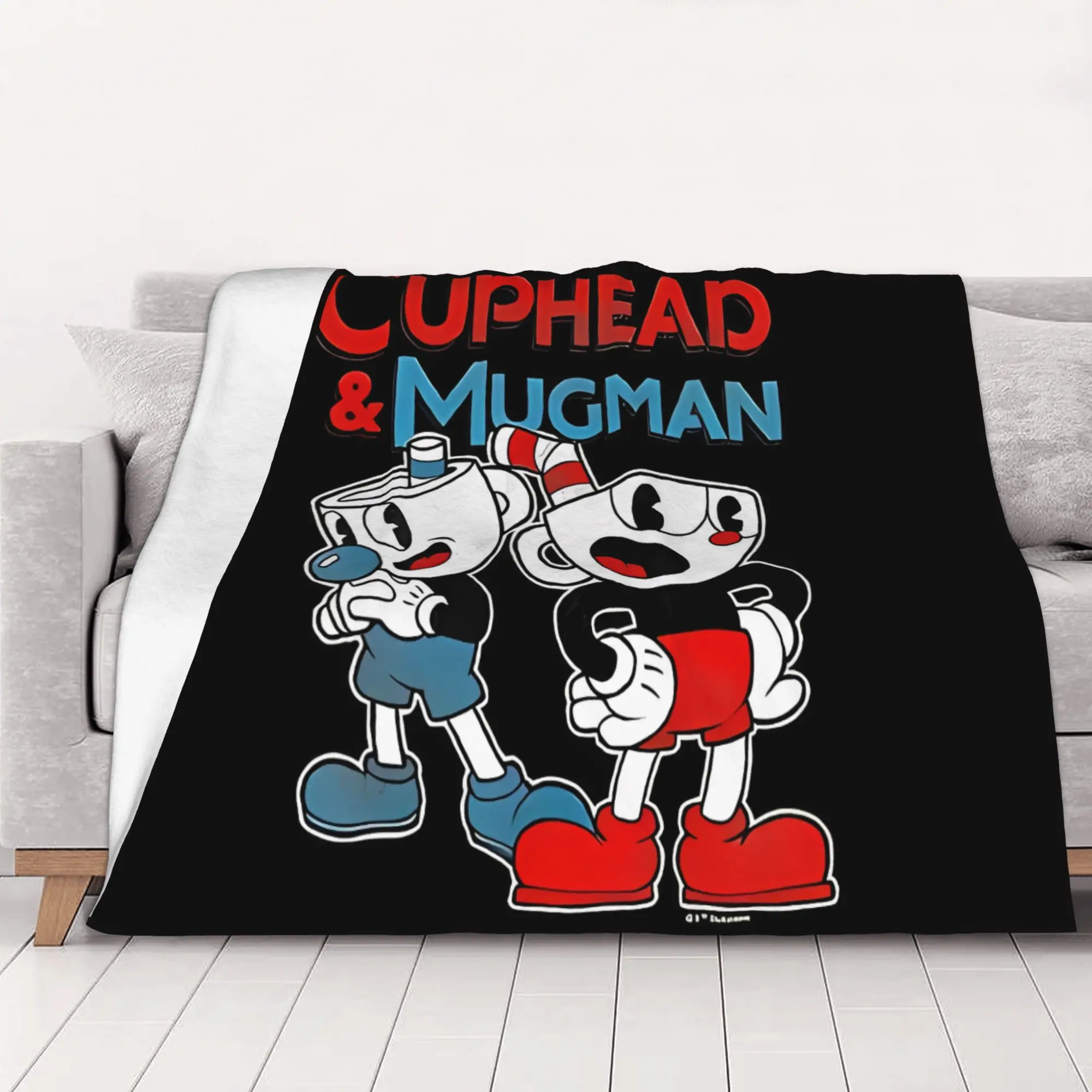 1PC Cuphead  Mugman Dynamic Duo Cuphead home room decorations Winter Blankets for Adults Bedding Home Interior Sofa Knee