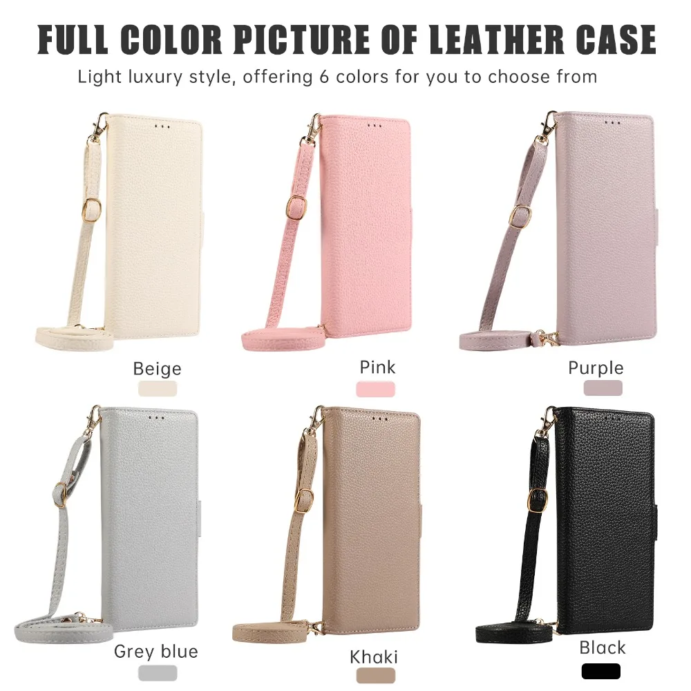 S24 Ultra Crossbody Wrist Strap Phone Case for Samsung Galaxy S23 S22 Plus S21 FE A05 A05S A55 A35 A15 Wallet with Card Holder