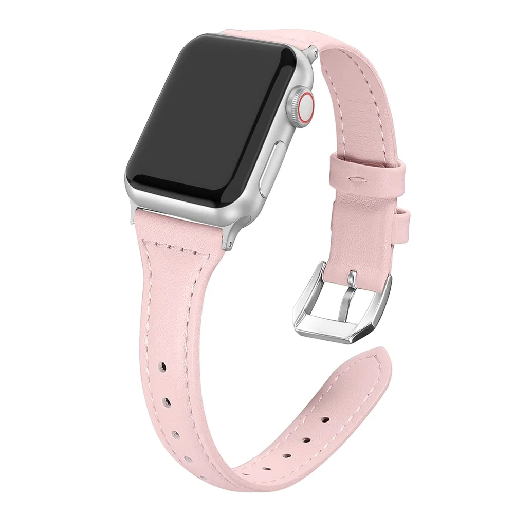 Slim Leather Strap For Apple Watch Band 45mm 41mm 40mm 44mm 38mm 42mm Genuine Leather Bracelet Correa Iwatch Series 7 6 5 4 3 Se