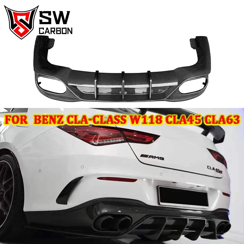 Carbon Fiber FD Style Rear Diffuser for Mercedes-Benz CLA-Class W118 CLA45S AMG Rear Bumper Lip Under Spoiler Splitter Body Kit