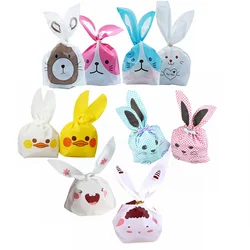 10 Patterns/Sets 50pcs Cute Rabbit Ears Bags Cookie Sweet Candy Gift Bags Biscuits Snack Bakery Baking Easter Party Package