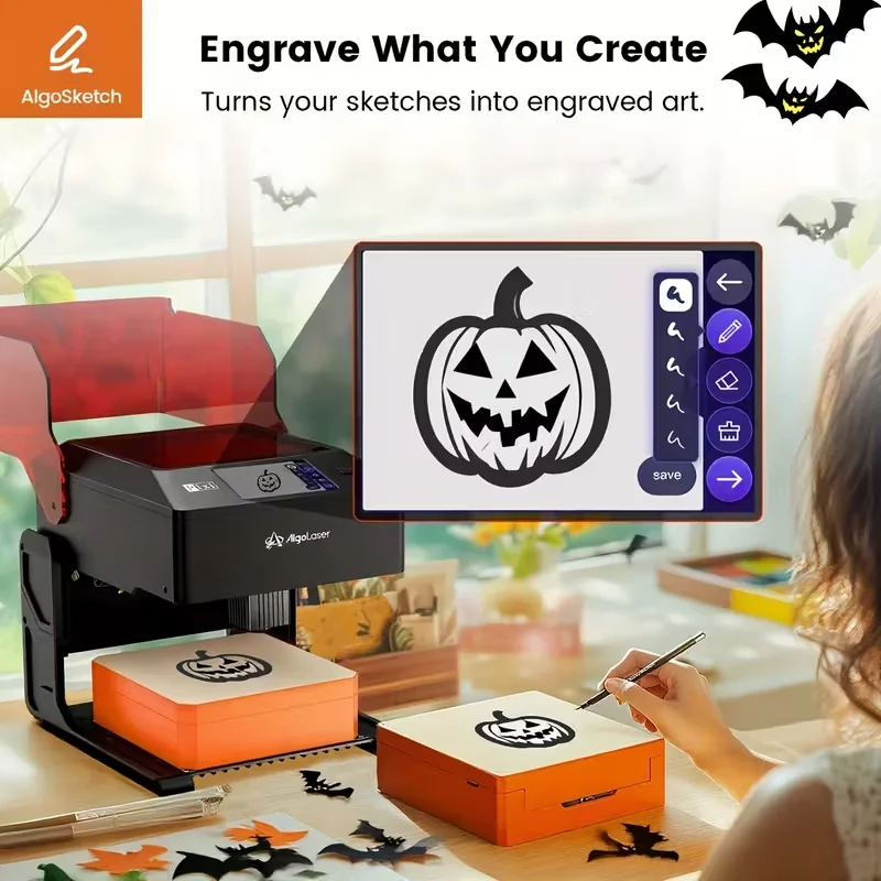 

AlgoLasr PIXI Mini Enclosed Engraving Machine 3W 5W 10W Diode Laser Portable Tools PC Phone Touch Screen Offline No Installation